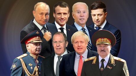 Putin, Sergej Lavrov, Bajden, Zelenski, Sergej Šojgu, Makron, Boris Džonson i Aleksandar Lukašenko