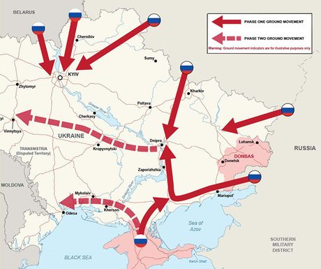 rute za napad Ukrajina Rusija