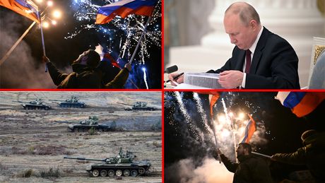 Ukrajina, Rusija, priznanje nezavisnosti Donbasa DNR i LNR, vatromet, slavlje