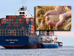 Ruski teretni brod, tovar, izvoz, Pšenica, žetva pšenice, ratar, seljak, žito