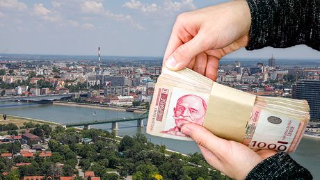Panorama Beograda, novac, dinari, plata