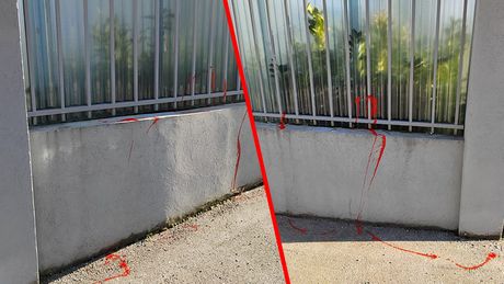Išarana ograda Veleposlanstva Rusije u Zagrebu Rusija Hrvatska ambasada crvena boja