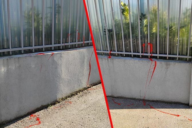Išarana ograda Veleposlanstva Rusije u Zagrebu Rusija Hrvatska ambasada crvena boja