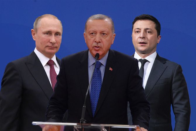 Vladimir Putin, Redžep Tajip Erdogan, Volodimir Zelenski