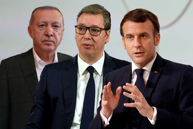 Redžep Tajip Erdogan, Aleksandar Vučić , Emanuel Makron