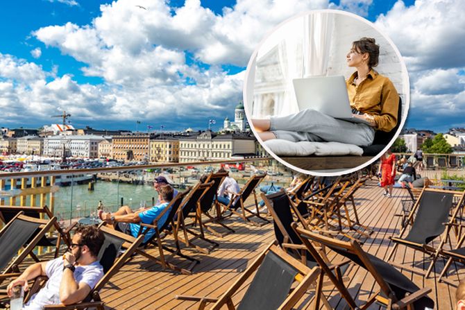 Finska Helsinki, devojka žena rad online od kuće Finska Helsinki, devojka žena rad online od kuće