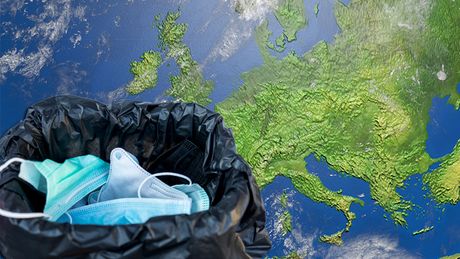 Mapa Evrope, kovid, bačene maske u smeće