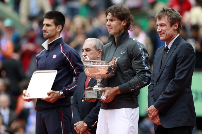 Mats Vilander Novak Đoković, Rafael Nadal, Rolan Garos 2012 Mats Vilander Novak Đoković, Rafael Nadal, Rolan Garos 2012