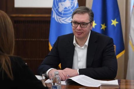 Aleksandar Vučić sa specijalnom predstavnicom generalnog sekretara i šeficom Misije UNMIK Karolinom Zijade, Karolina Zijade