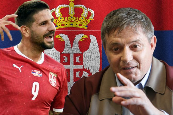 Aleksandar Mitrović i Dragan Stojković Piksi, zastava Srbije