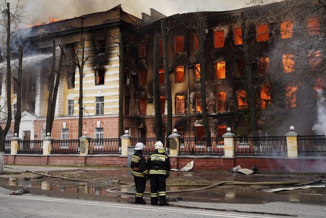 Rusija Tver vojni institut požar