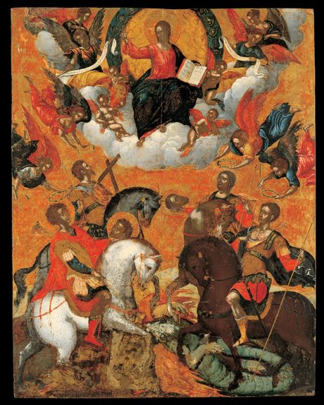 Ikone, Isus Hrist, Sveti Teodor Tiron, Sveti Teodor Stratilat, Sveti Dimitrije Solunski i Sveti Đorđe