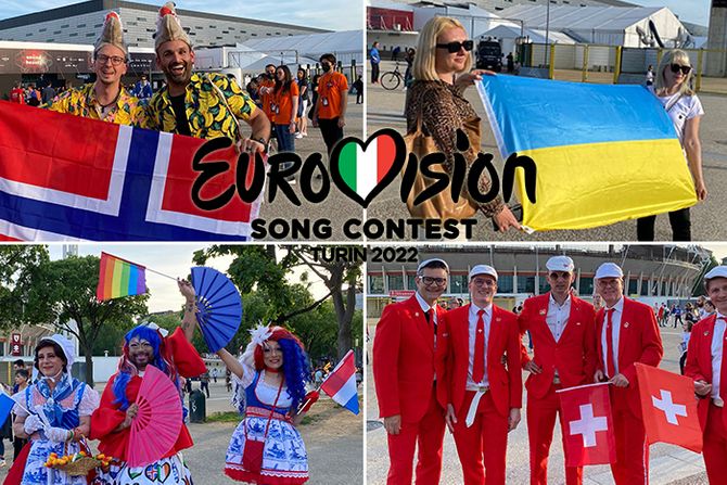 Evrovizija Eurosong 2022 navijači Torino Italija Fičer