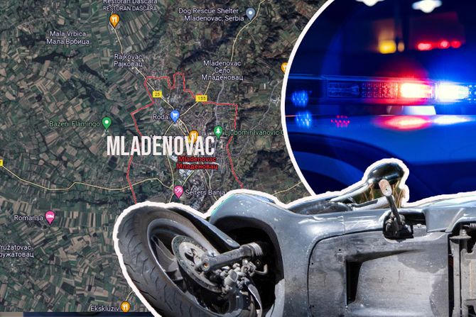 Mladenovac, ulica  Srećka Mladenovića 78 i motor, saobraćajka, saobraćajna nesreća