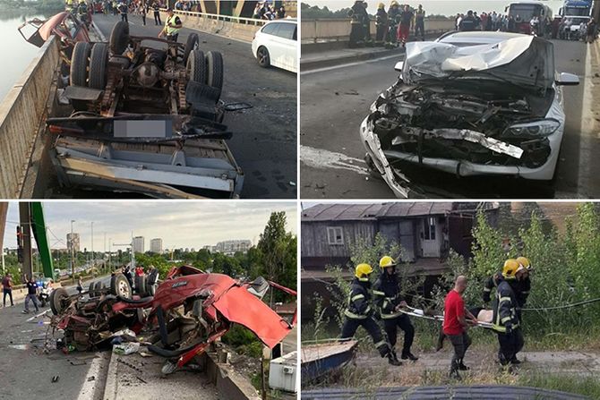 Pančevački most saobraćaj udes nesreća sudar automobili Fičer