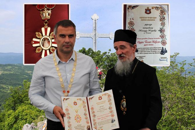 Nenad Nedić osvešten krst na vrhu Titerovac iznad manastira Mileševe