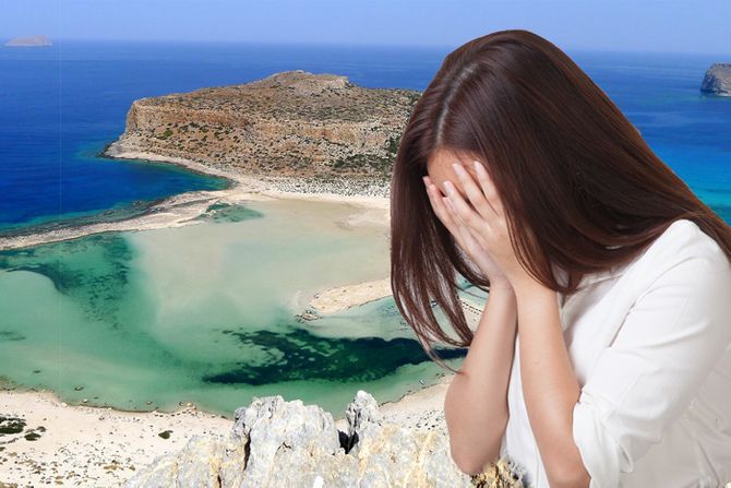 Grčka Krit devojka plače Grčka Krit devojka plače