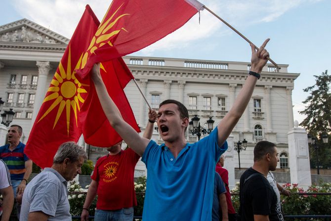 Severna Makedonija Skoplje EU protest