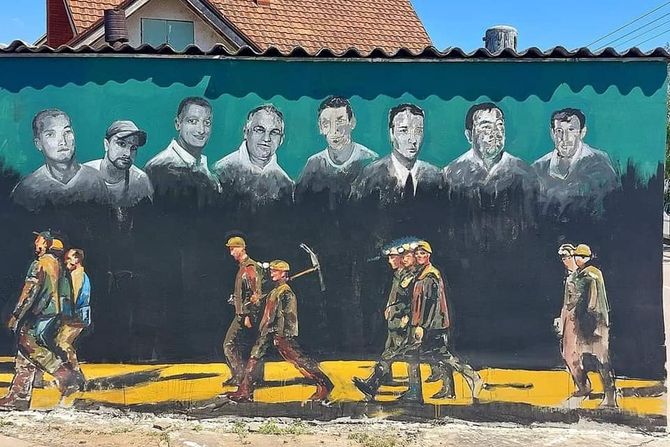 mural, Aleksinac, rudari