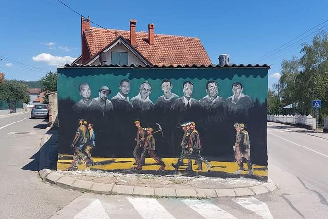 mural, Aleksinac, rudari