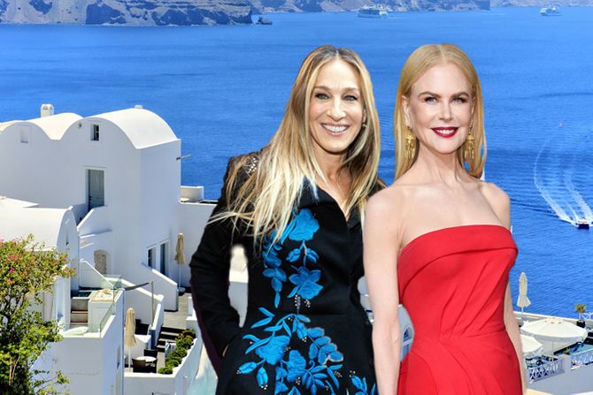 Ostrvo Santorini, Grčka Sara Džesika Parker i Nikol Kidman Ostrvo Santorini, Grčka Sara Džesika Parker i Nikol Kidman
