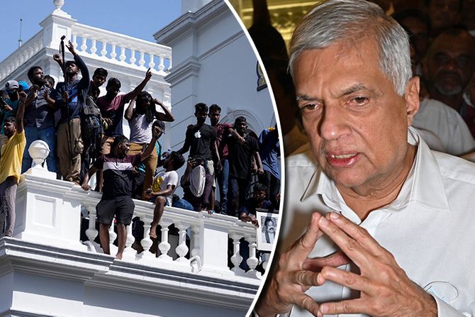 Šri Lanka predsednik Ranil Vikremesinge Ranil Wickremesinghe protesti Šri Lanka predsednik Ranil Vikremesinge Ranil Wickremesinghe protesti