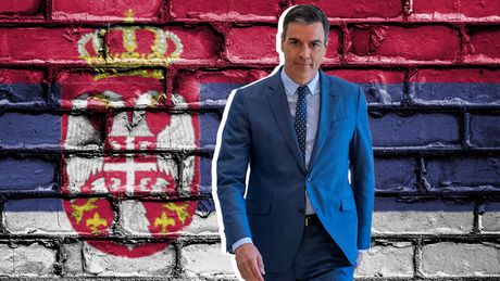 Zastava Srbije  Pedro Sančez Zastava Srbije  Pedro Sančez