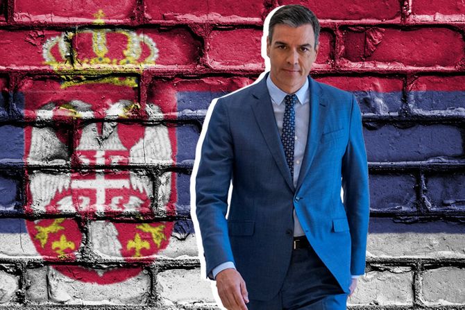 Zastava Srbije  Pedro Sančez Zastava Srbije  Pedro Sančez