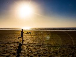 vežbanje, aktivnost, plaža, leto, trčanje