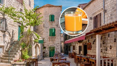 Hrvatska,Stari Grad, Hvar restoran, ceđena pomorandža