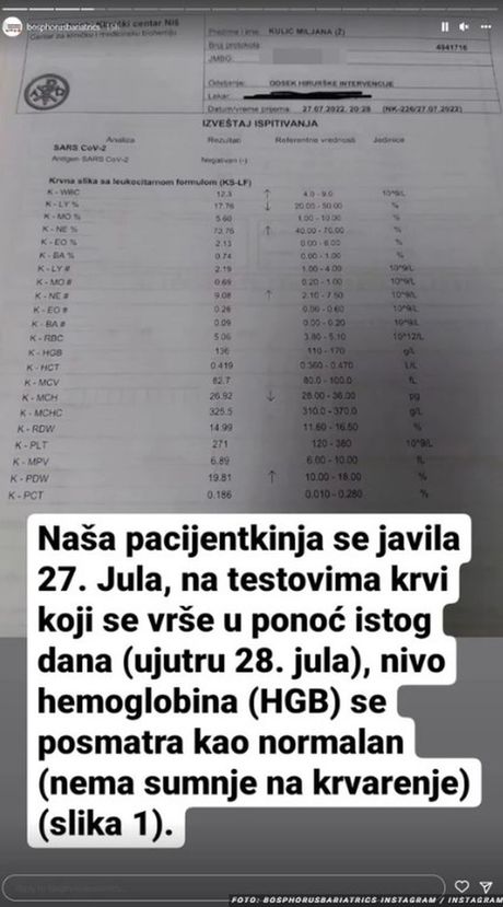Objava klinike iz Turske u kojoj se operisala Miljana Kulić Objava klinike iz Turske u kojoj se operisala Miljana Kulić