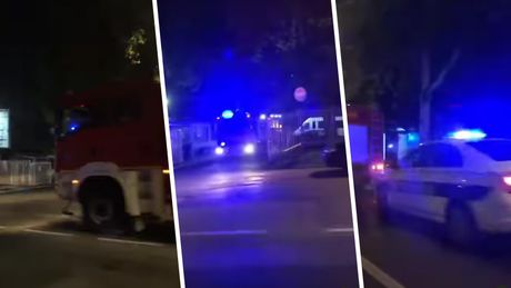Vatrogasaci i policija kod bolnice Rudo na Bulevaru vojvode Putnika.
