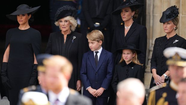 Megan, Kejt i Kamila, sahrana Elizabete, Meghan Markle, Kate Middleton, Camilla,  Prince George,  Princess Charlotte