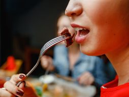 žena, jede, ishrana, meso