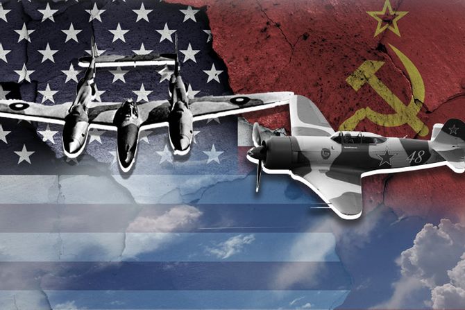 Sovjetski Savez SSSR i SAD američka zastava avioni Sovjetski Savez SSSR i SAD američka zastava avioni