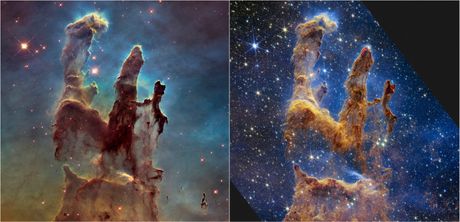 Stubovi stvaranja, Pillars of Creation captured by the James Webb Space Telescope Stubovi stvaranja, Pillars of Creation captured by the James Webb Space Telescope