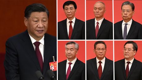 Xi Jinping, Wang Huning, Cai Qi, Zhao Leji, Li Xi, Li Qiang i Ding Xuexiang
