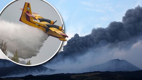 Vulkan Etna požar avion kanader