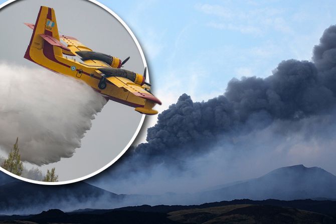 Vulkan Etna požar avion kanader