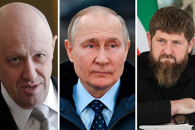 Yevgeny Prigozhin, Ramzan Kadyrov, Vladimir Putin