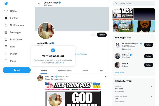 Isus Hrist verifikovan na Twitteru