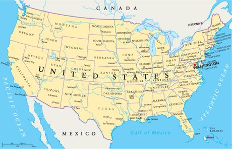 Mapa USA, Amerika