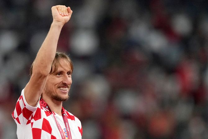 Svetsko prvenstvo SP u Kataru Hrvatska - Maroko fudbalska reprezentacija Hrvatske medalja Luka Modrić Svetsko prvenstvo SP u Kataru Hrvatska - Maroko fudbalska reprezentacija Hrvatske medalja Luka Modrić