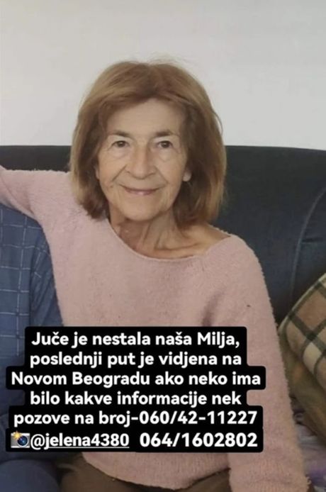 Milja Miljka Bujošević nestala Milja Miljka Bujošević nestala