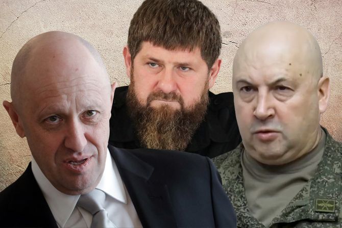 Prigozin, Kadirov, Surovkin,Yevgeny Prigozhin, Ramzan Kadyrov, Sergei Surovikin