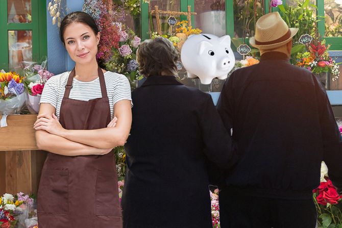 Cvećara cvećarka radnica cveće penzioneri kasica prasica Cvećara cvećarka radnica cveće penzioneri kasica prasica