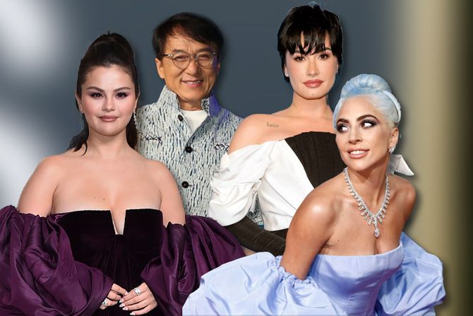 Selena Gomez, Demi Lovato,  Jackie Chan, Lady Gaga