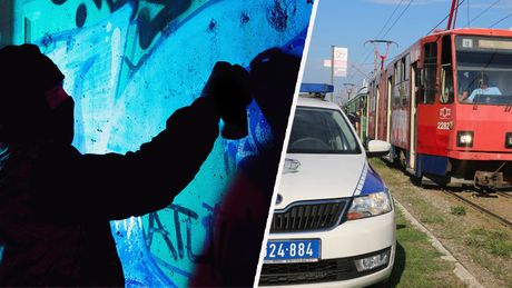 Tramvaj, Crtači grafita ulični umetnik, grafiti, sprej