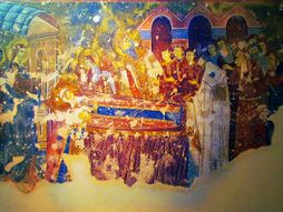 "Smrt Ane Dandolo", freska u manastiru Sopoćani, crkva Svete Trojice