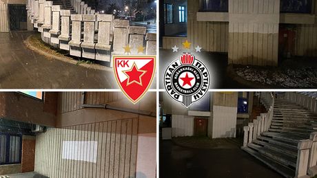 Zvezda navijači uklonjeni grafiti grbovi Zvezda Partizan
